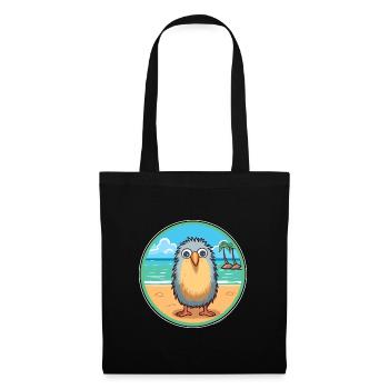 Kiwi Aquarell Cartoon Kawaii Clipart Tier - Stoffbeutel - Schwarz - Vorne