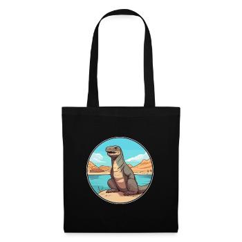 Komodo Dragon Aquarelle Dessin Animé Kawaii Animal - Sac en tissu - noir - Devant