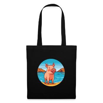 Pig Watercolor Cartoon Kawaii Clipart Animal - Tote Bag - black - Front