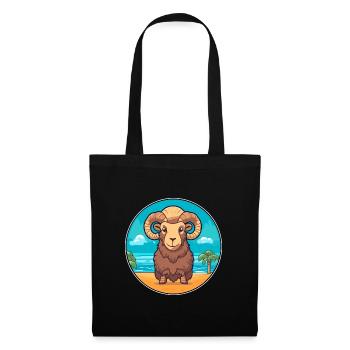 Ram Aquarelle Cartoon Kawaii Clipart Animal - Sac en tissu - noir - Devant