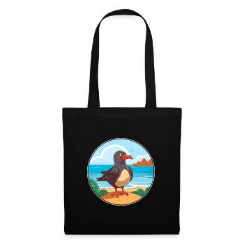 Oiseau Aquarelle Cartoon Kawaii Clipart Animal - Sac en tissu - noir - Devant