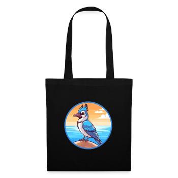 Blue Jay Watercolor Cartoon Kawaii Clipart Animal - Tote Bag - black - Front