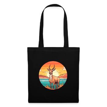 Antilope aquarelle dessin animé Kawaii Clipart Animal - Sac en tissu - noir - Devant