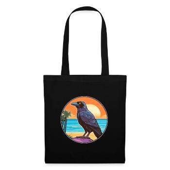 Crow Watercolor Cartoon Kawaii Clipart Animal - Tote Bag - black - Front