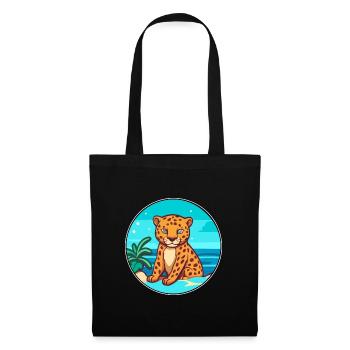 Jaguar Watercolor Cartoon Kawaii Clipart Animal - Tote Bag - black - Front