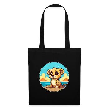 Cheetah Watercolor Cartoon Kawaii Clipart Animal - Tote Bag - black - Front