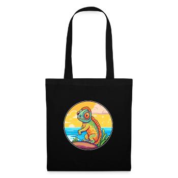 Chameleon Watercolor Cartoon Kawaii Clipart Animal - Tote Bag - black - Front