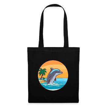 Delfin Aquarell Cartoon Kawaii Clipart Tier - Stoffbeutel - Schwarz - Vorne