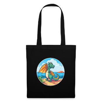 Dragon Watercolor Cartoon Kawaii Clipart Animal - Tote Bag - black - Front