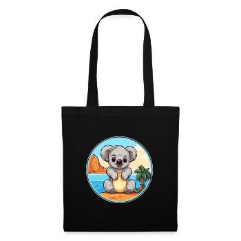 Koala Aquarell Cartoon Kawaii Clipart Tier - Stoffbeutel - Schwarz - Vorne