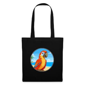 Papagei Aquarell Cartoon Kawaii Clipart Tier - Stoffbeutel - Schwarz - Vorne