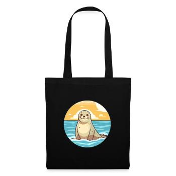 Seal Watercolor Cartoon Kawaii Clipart Animal - Tote Bag - black - Front
