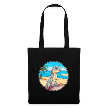 Iguana Watercolor Cartoon Kawaii Clipart Animal - Tote Bag - black - Front