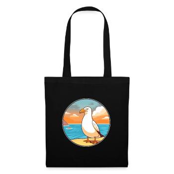 Seagull Watercolor Cartoon Kawaii Clipart Animal - Tote Bag - black - Front