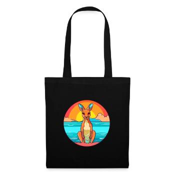 Kangourou aquarelle dessin animé Kawaii Clipart Animal - Sac en tissu - noir - Devant