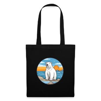 Ours polaire aquarelle dessin animé Kawaii Clipart animal de compagnie - Sac en tissu - noir - Devant