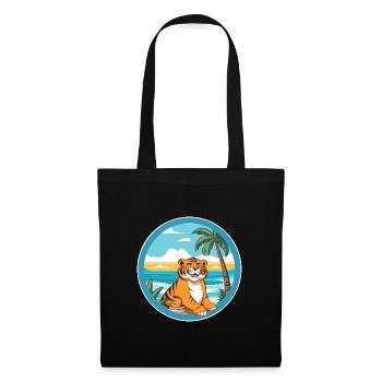 Tiger Aquarell Cartoon Kawaii Clipart Tier - Stoffbeutel - Schwarz - Vorne