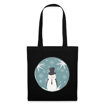 beau bonhomme de neige et étoiles pour Noël - Sac en tissu - noir - Devant