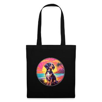 Aidi Dog Breed Aquarelle de dessin animé coloré - Sac en tissu - noir - Devant
