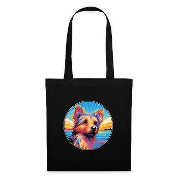 Australian Terrier Hunderasse Bunte Karikatur Wate - Stoffbeutel - Schwarz - Vorne