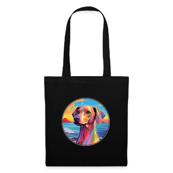 Azawakh chien race coloré dessin animé aquarelle - Sac en tissu - noir - Devant