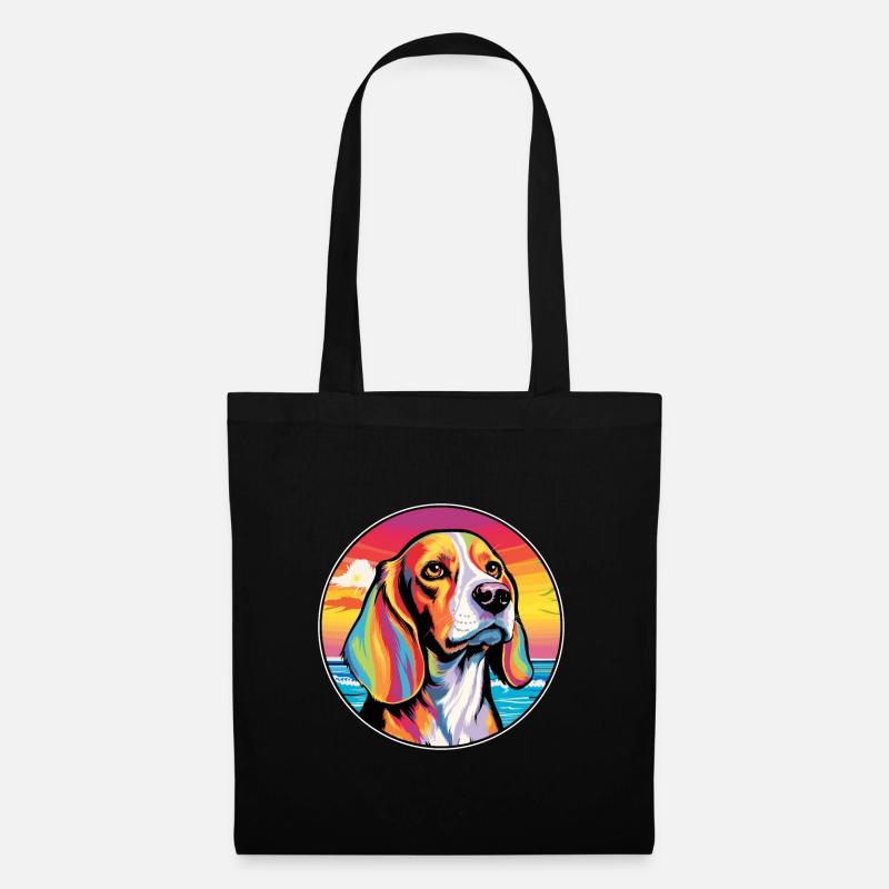 Beagle Harrier Hunderasse Bunte Karikatur Watercol - Stoffbeutel - Schwarz