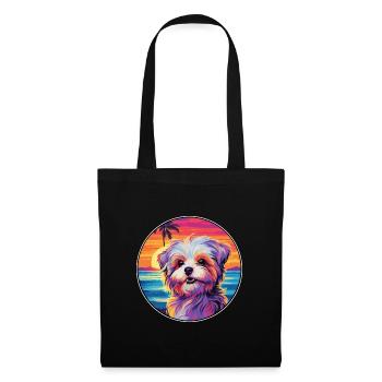 Bichon Yorkie Dog Breed Colorful Cartoon Watercolo - Tote Bag - black - Front