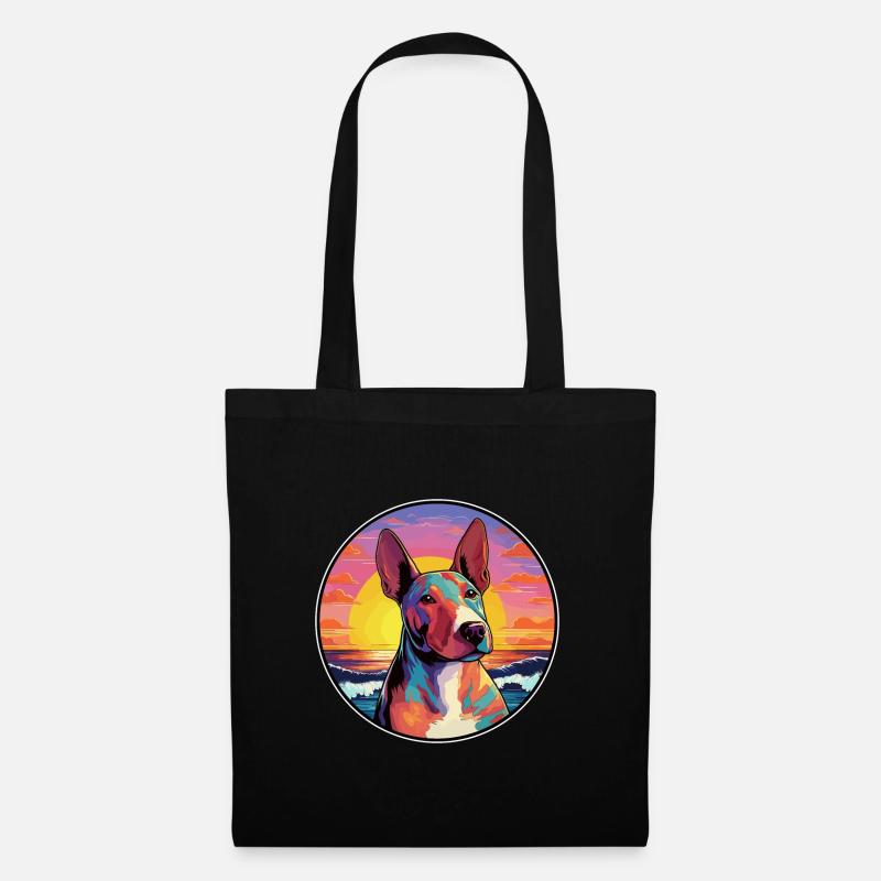 Bullterrier Miniatur-Hunderasse Bunte Karikatur - Stoffbeutel - Schwarz