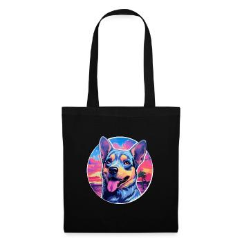 Blue Heeler chien race coloré dessin animé aquarelle - Sac en tissu - noir - Devant