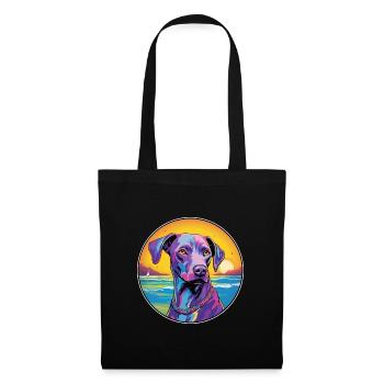 Bleu dentelle chien race coloré dessin animé aquarelle - Sac en tissu - noir - Devant