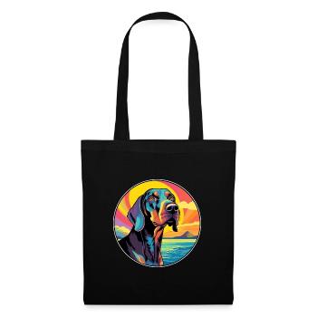 Noir Et Tan Coonhound Race De Chien Coloré Dessin Animé - Sac en tissu - noir - Devant