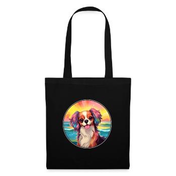 Continental Toy Spaniel Chien Race Coloré Dessin Animé - Sac en tissu - noir - Devant