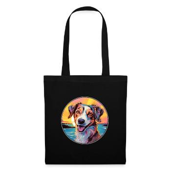 Danois Suédois Farmdog Race Chien Coloré Cartoon - Sac en tissu - noir - Devant