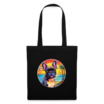 Bouledogue Français Chien Race Coloré Cartoon Watercol - Sac en tissu - noir - Devant
