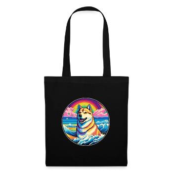 Jindo Dog Breed Colorful Cartoon Watercolor - Tote Bag - black - Front