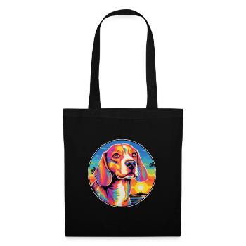 Kerry Beagle chien race coloré dessin animé aquarelle - Sac en tissu - noir - Devant