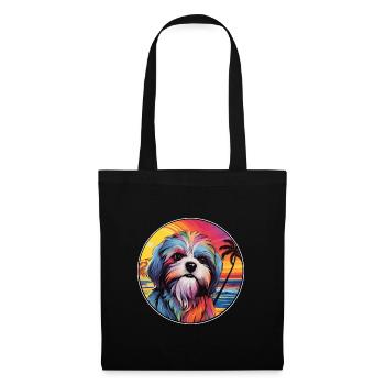 Maltais Shih Tzu Race De Chien Coloré Cartoon Waterc - Sac en tissu - noir - Devant