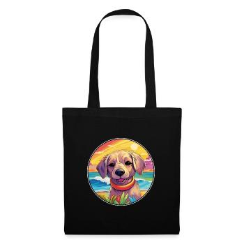 Seskar phoque chien race coloré dessin animé aquarelle - Sac en tissu - noir - Devant