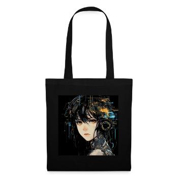 Anime Augen Digital - Stoffbeutel - Schwarz - Vorne
