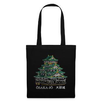 Château d’Osaka-jo, Dessin, Dessin à la main, Japon - Sac en tissu - noir - Devant