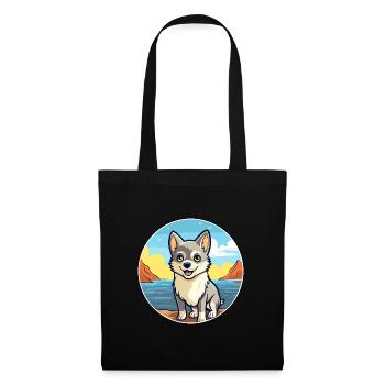 Alaska Klee Kai chien race Cartoon Kawaii Clipart - Sac en tissu - noir - Devant