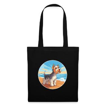 Biewer Terrier Dog Breed Cartoon Kawaii Clipart - Tote Bag - black - Front