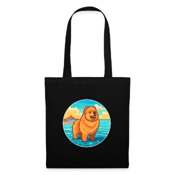 Chow Chow Hund Rasse Cartoon Kawaii Clipart Hund Haustier - Stoffbeutel - Schwarz - Vorne