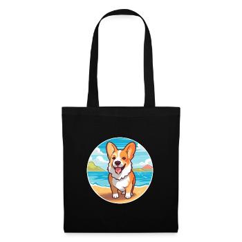 Corgi Dog Breed Cartoon Kawaii Clipart Watercolor - Tote Bag - black - Front