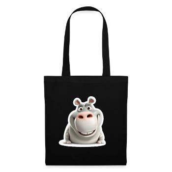 Chemise drôle d’hippopotame drôle d’animal souriant - Sac en tissu - noir - Devant