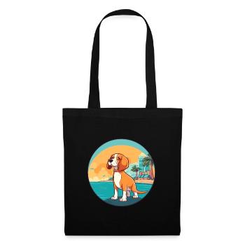 Deutsche Bracke Hund Rasse Cartoon Kawaii Clipart - Stoffbeutel - Schwarz - Vorne