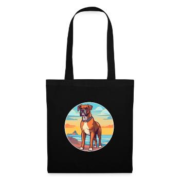 Chien allemand Boxer race Cartoon Kawaii Clipart chien - Sac en tissu - noir - Devant
