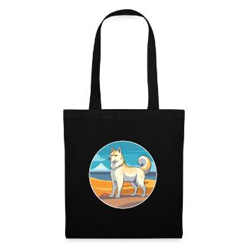 Sibérie orientale Laika chien race dessin animé Kawaii chien - Sac en tissu - noir - Devant