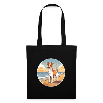 Foxterrier Glatter Hund Rasse Cartoon Kawaii Hund - Stoffbeutel - Schwarz - Vorne