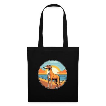 Galgo Español Hund Rasse Cartoon Kawaii Clipart Hund - Stoffbeutel - Schwarz - Vorne